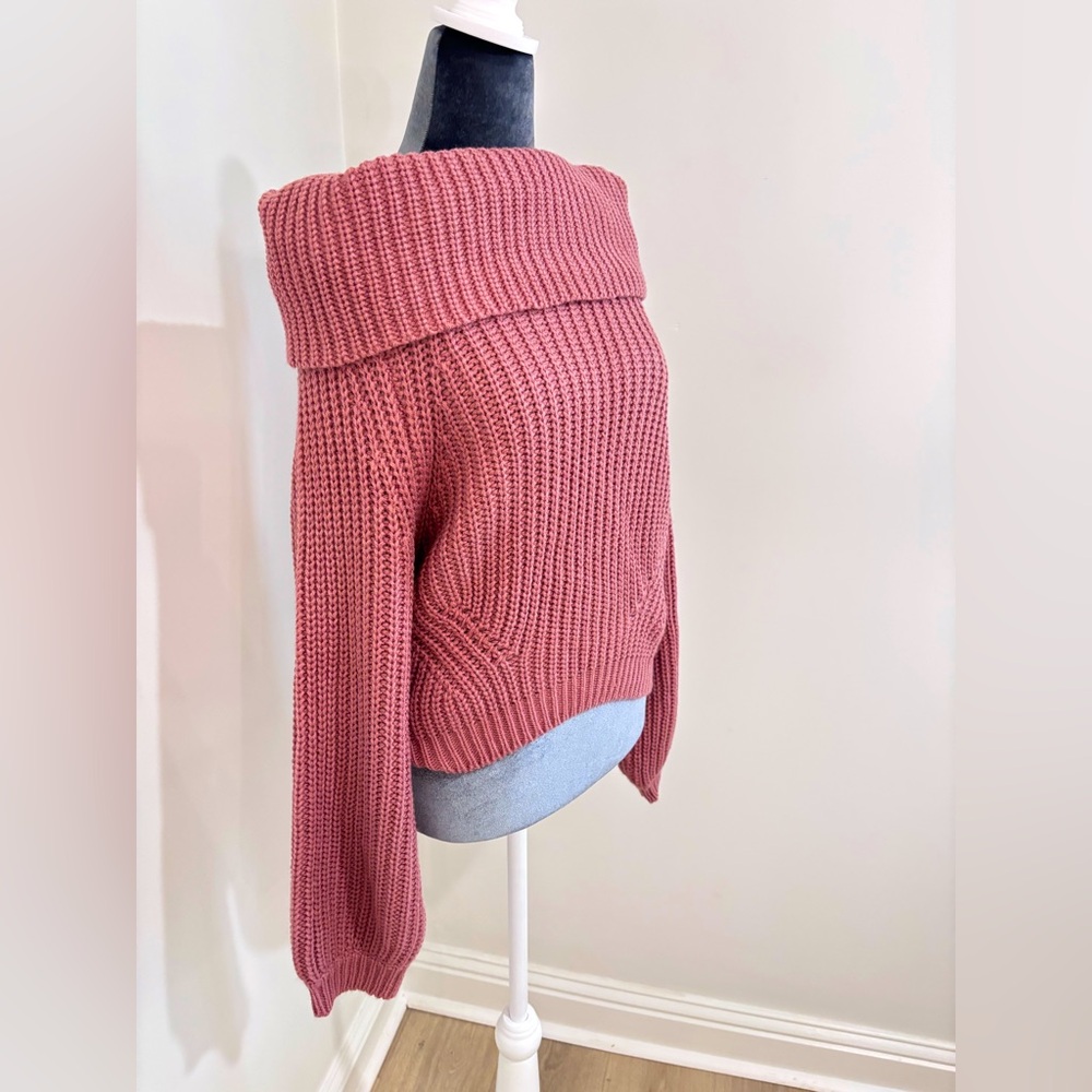Lulus Rose Off-The-Shoulder/Cowl Neck Sweater Size Xs
